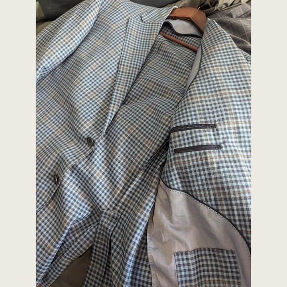 CORNELIANI - Light blue check jacket - Sz 60 - Picture 5 of 8